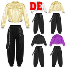 DE Mädchen Metallic Trainningsanzug Hip Hop Kleidung 2tlg Street Dance Outfit 