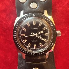 alte Armbanduhr Anker Tauchuhr 17 Juwels Antichoc schwarz, Ca. 60-70-er Jahre