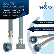 tecuro Zulaufschlauch für Waschmaschine Geschirrspüler, 10 bar, Kunststoff grau