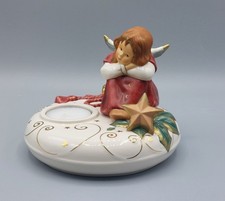 Goebel Weihnacht Teelichthalter mit Engel rot & Stern ca. 10,5 cm hoch Nr. 44027