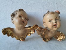 Paar Vintage Engel Gips Putten 30er / 40er Jahre F.M.M. 41 & 42 Ritzmarke antik 