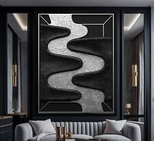 XL LEINWAND BILD ER BIS 160x120x5 MODERNE ABSTRAKTE KUNST 3D-OPTIK SCHWARZ-WEISS