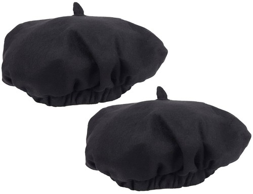 Baskenmütze schwarz für - 2x, schwarz,