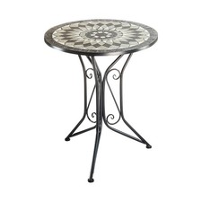 Gartentisch Metalltisch mit Mosaikplatte - H70 cm x D60 cm - grau - rund
