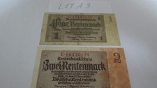 Deutschland 2 Scheine der Rentenmark von 1937, 1x1 und 1x2 Rentenmark