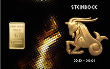 1,0 Gramm Feingold Motiv-Karte Sternzeichen "Steinbock" Goldbarren Gold 999,9