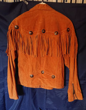 Biker Western Echt Leder Damen auffallend schöne Jacke rehbraun Fransen