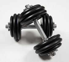 Kurzhantel-Set 30 Kg (2x 15 Kg), gummierte Stahlscheiben, Sternverschluss