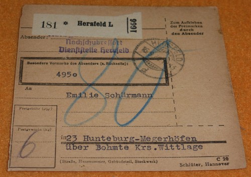 Feldpost paketkarte 1944 - paketkarte,