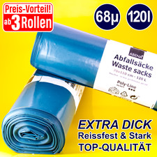 Müllsäcke Abfallsäcke Extra Stark Extra Dick 120 Liter Blau Müllsack reißfest