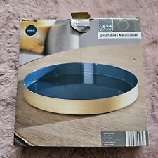  Casa Deco Tablett  Blau Gold Tablett Metall  Tablett Rund