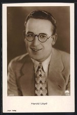 Schauspieler Harold Lloyd mit Brille und Krawatte, Ansichtskarte 