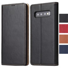 Samsung Galaxy S10/S10E/Plus Hülle Echt Leder Klapphülle Case Tasche Handyhülle