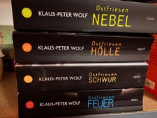 BUCHPAKET KLAUS PETER WOLF  4 BÜCHER - NEBEL HÖLLE SCHWUR FEUER OSTFRIESEN