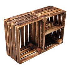 2er Set QUER Obstkisten Vintage Geflammt 50 x 40 x 30cm rustikal vintage regal