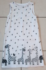 Trägerkleid A-Linie Gr. 140 weiß ärmellos Muster Giraffen Punkte Mädchen