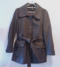 H&M Damen Wollmantel/-jacke 40 Trench mit Gürtel grau Kaban Dufflecoat H+M