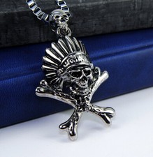 Damen,Herren,Anhänger Edelstahl -Titan Kette, charakterstark Halskette KopfKreuz