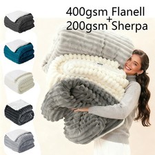 Wärmende Flanell-Sherpa-Decke Kuscheldecke Wohndecke Tagesdecke Sofadecke