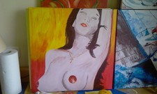 Acryl Bild mit Holzrahmen auf Leinwand z.B. als Eye catcher fürs Schlafzimmer