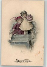 39685489 - Gebrueder Kohn B.K.W. I. 785-2 Neujahr Kinder Maedchen im Automobil