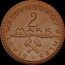 NOTGELD: 2 Mark 1922, Porzellan. BERGBAU - WALDENBURG / SCHLESIEN ⇒ WAŁBRZYCH.