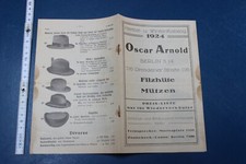 Oscar Arnold Filzhüte Mützen Berlin Preisliste 1924 Hüte Kappen