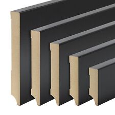 Schwarze Sockelleisten Weimar Profil MDF Folie 40/60/80/100/120/150mm SPARPAKET