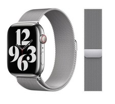 Original Apple Milanese Milanaise Loop Armband 44/45/46/49mm Silber Edelstahl