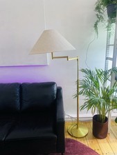 Mehrfach verstellbare vintage Schwenkarm-Stehlampe aus Messing