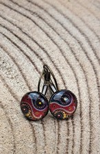 Ohrringe Brisur orientalisches Muster Paisley bronze rot gold Neu und ungetragen