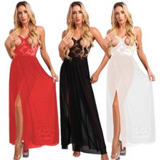 DE Damen Erotik Dessous Sets Durchsichtige Kleider mit Tanga Babydoll Reizwäsche