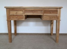 Schreibtisch Bürotisch Tisch 120 x 60 Teakholz Naturbelassen 5 Schübe 