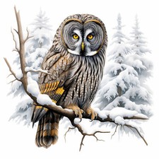Wandbild Eule Winter