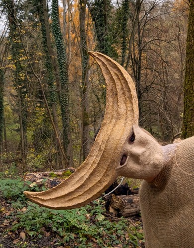 Papier mache mask horns - papier-mache, of