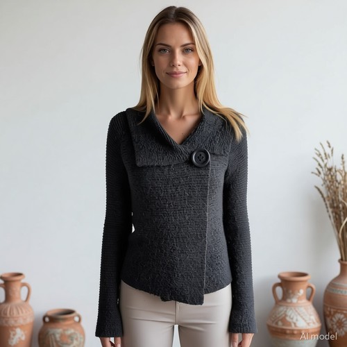 Folklore strickjacke grau - strickjacke,