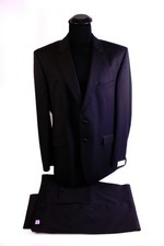 Wilvorst Smoking Slim Line Größe 54 Schwarz Nadelstreifen Anzug Wolle Viskose