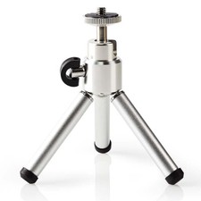 Mini Tischstativ Silber Metall Stativ für Foto Video Kamera Fotostativ 3-Bein