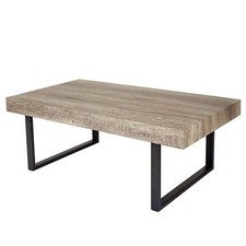 Couchtisch Kos T576, Wohnzimmertisch,   40x110x60cm, Eiche-Optik Metall-Füße