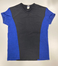 Herren OBOY Clubwear Shirt, V-Ausschnitt, schwarz/blau, glänzender Stoff, Gr. L