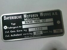 BMW Typenschild  Glas 1600 GT Schild Coupe Oldtimer s99