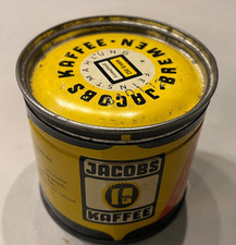 Alte Blechdose Jakobs Kaffee Bremen 10x10cm Werbung Reklame 1930-60 leer bunt