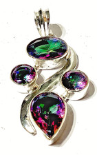 M Y S T I C  TOPAS EDELSTEIN SCHMUCK ANHÄNGER HANDGEFRTIGT 925 STERLINGSILBER 1