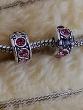 ?2  Clip Stopper Charm "mit Pink Krystall ?