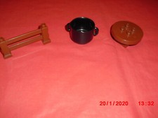 Lego Duplo für Ritterburg, brauner Tisch, großer Bottich, Geländer braun