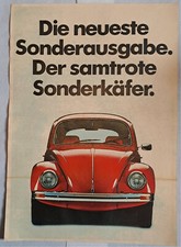 Reklame Werbung VW Käfer samtrot, Litfaßsäule Plakat, 1950er