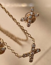 Set von Christ 9 Karat 375 Rosé Gold Brillanten Collier Ohrringe Kette Schmuck