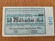 50 Milliarden Mark Kreissparkasse Plön 5.11.1923
