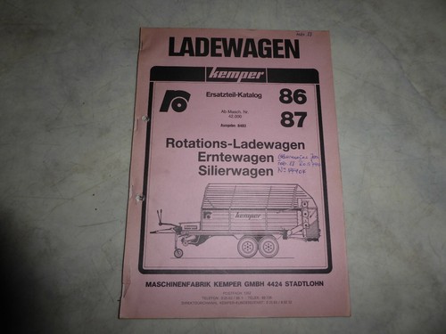 Ersatzteilliste kemper lade - ersatzteilliste, lade-