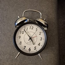 Nostalgischer Glockenwecker mit Quarzlaufwerk - Radio Controlled, schwarz